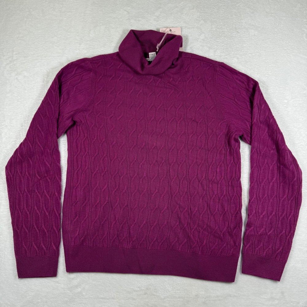 Carolyn Taylor Womens Purple Clover Cable Knit Turtleneck Sweater MFS7704575 L